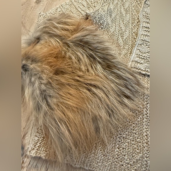 Calypso St Barth cardigan cashmere gold metallic fur cuffs M - Picture 2 of 10
